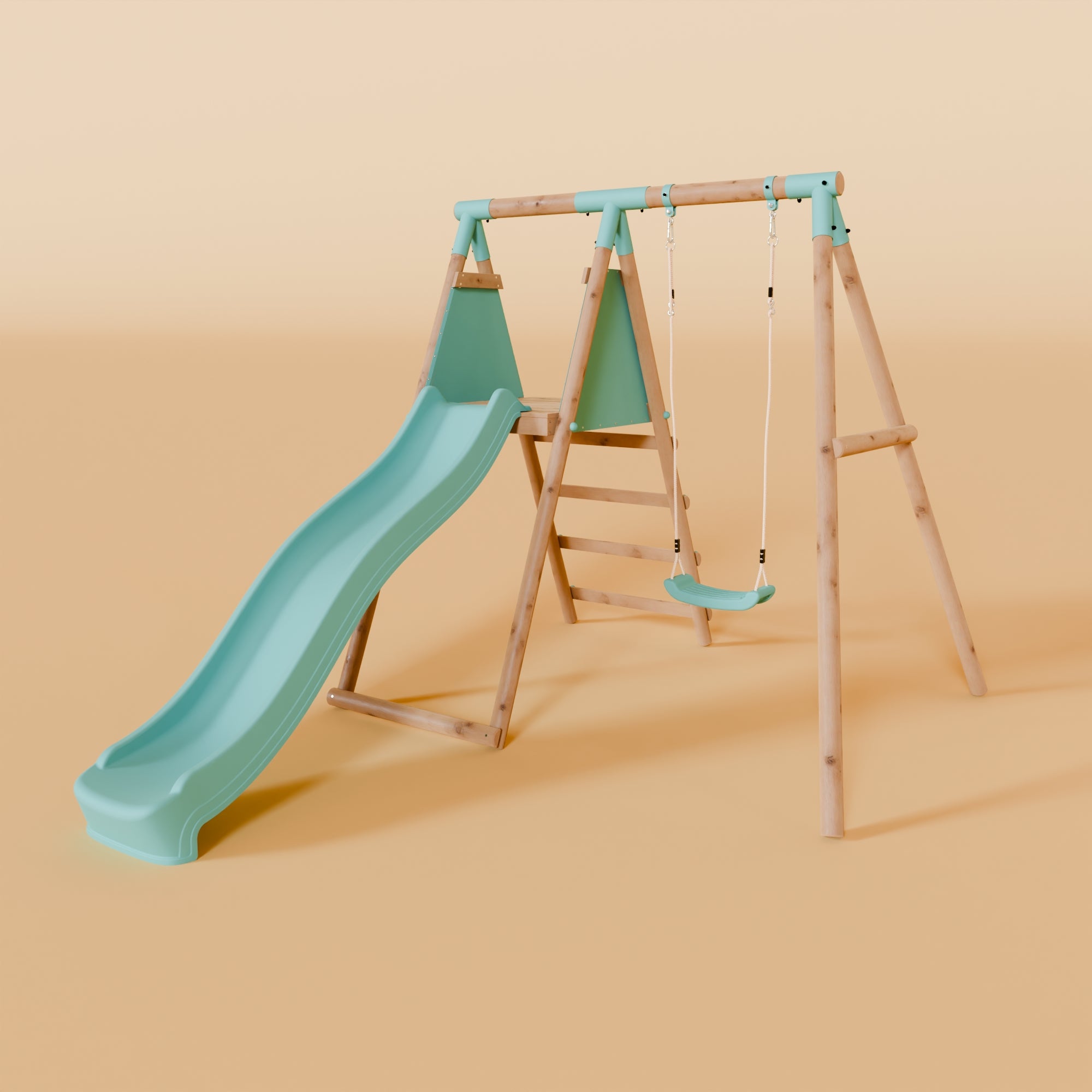 Single Wooden Swing Set With Slide - Springwood