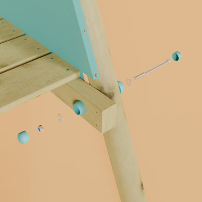 Single Wooden Baby Swing Set with Climbing Wall and Slide - Badger Brook