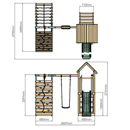 Climbing Frame With Single Swing - Ivory Retreat