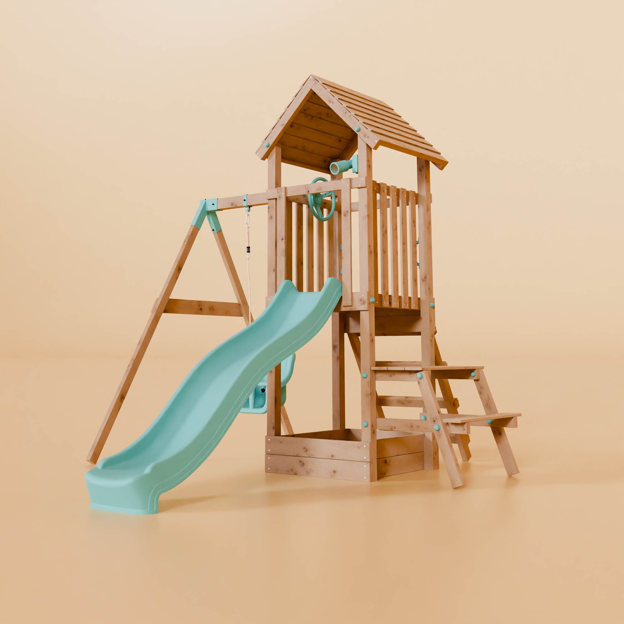 Climbing Frame With Single Swing & Picnic Table - Ivywood Retreat