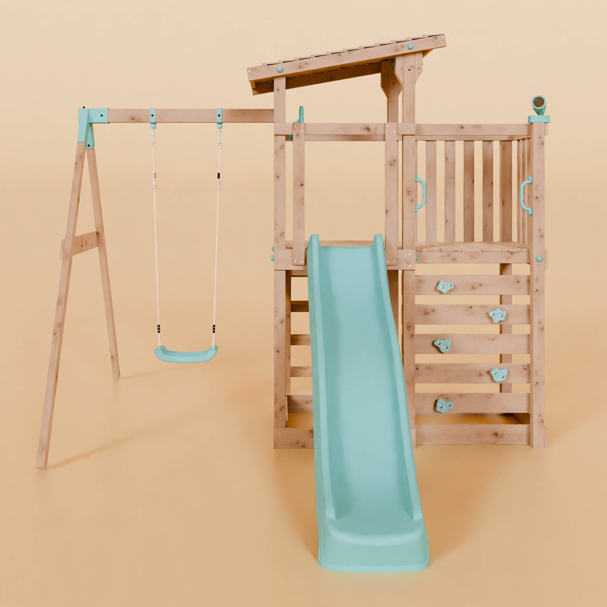 Extended Climbing Frame With Single Swing - Hawthorne Haven