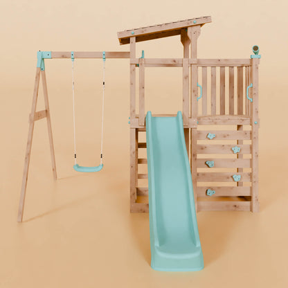 Extended Climbing Frame With Single Swing - Hawthorne Haven