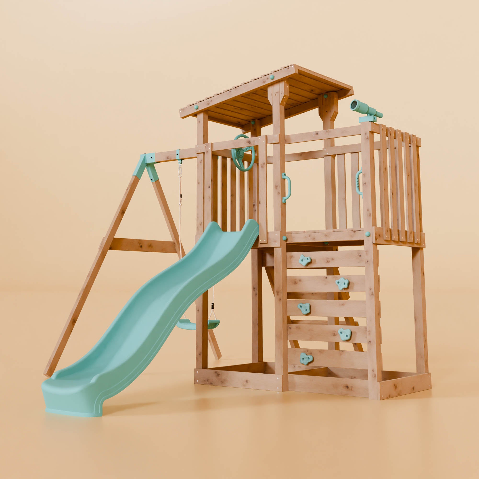 Extended Climbing Frame With Single Swing - Hawthorne Haven