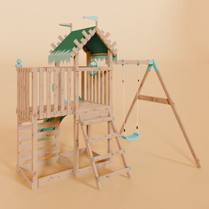 Extended Climbing Frame With Single Swing - Whispering Woods I
