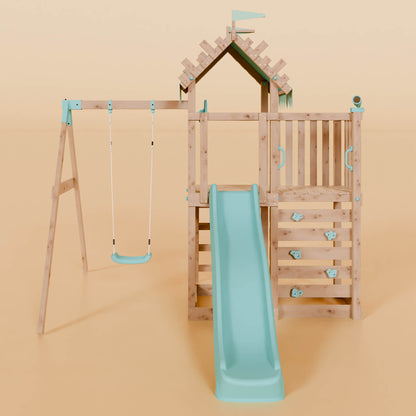 Extended Climbing Frame With Single Swing - Whispering Woods I