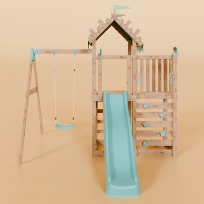 Extended Climbing Frame With Single Swing - Whispering Woods I