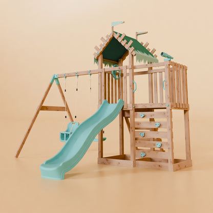 Extended Climbing Frame With Double Swing - Whispering Woods IV