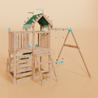 Extended Climbing Frame With Single Swing & Picnic Table - Fernshade Retreat I