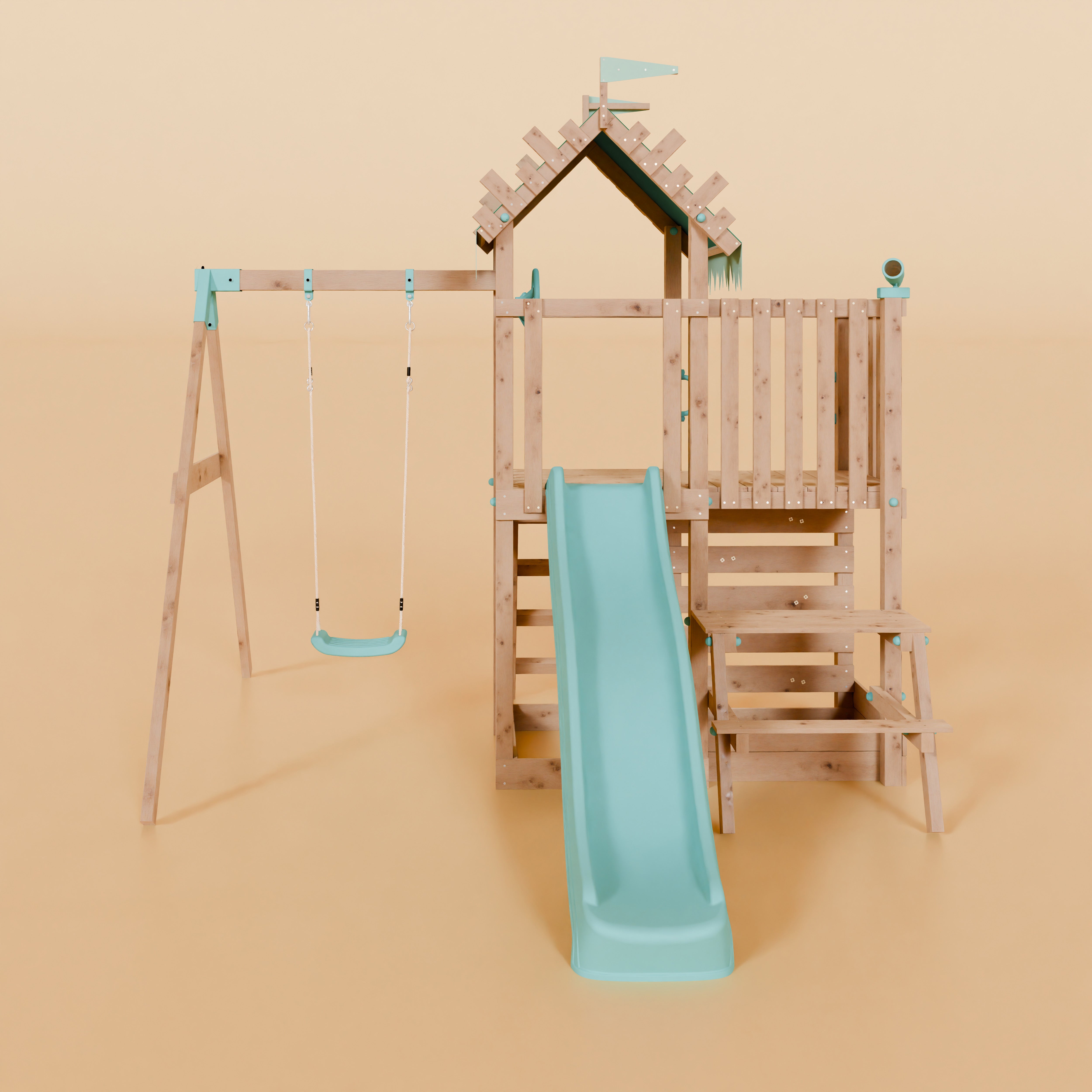 Extended Climbing Frame With Single Swing & Picnic Table - Fernshade Retreat I