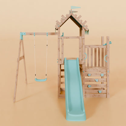 Climbing Frame & Step Up With Single Swing - Redwood Rise I