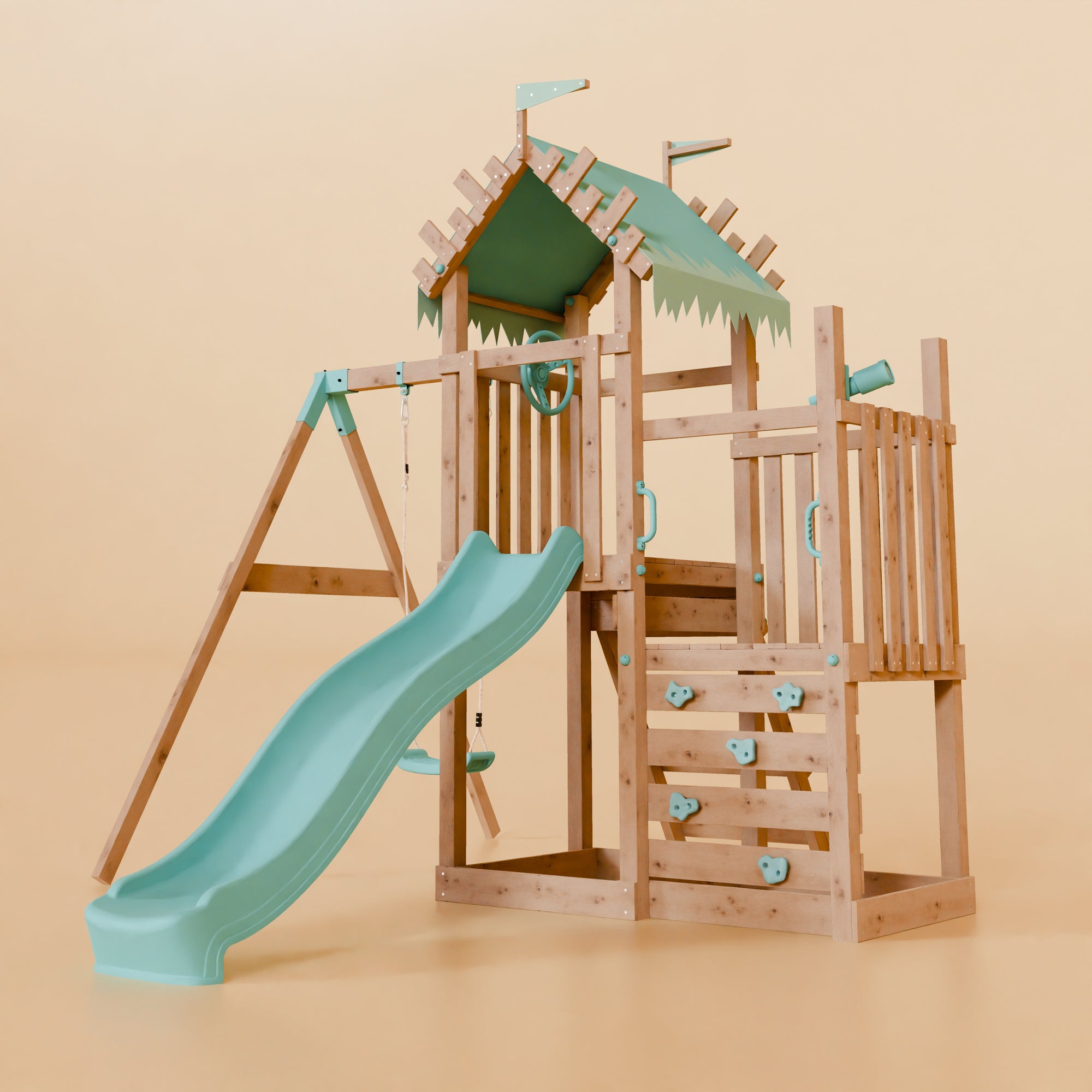 Climbing Frame & Step Up With Single Swing - Redwood Rise
