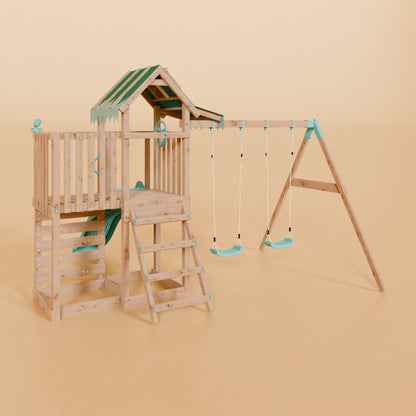 Extended Climbing Frame With Double Swing - Squirrel’s Nest III