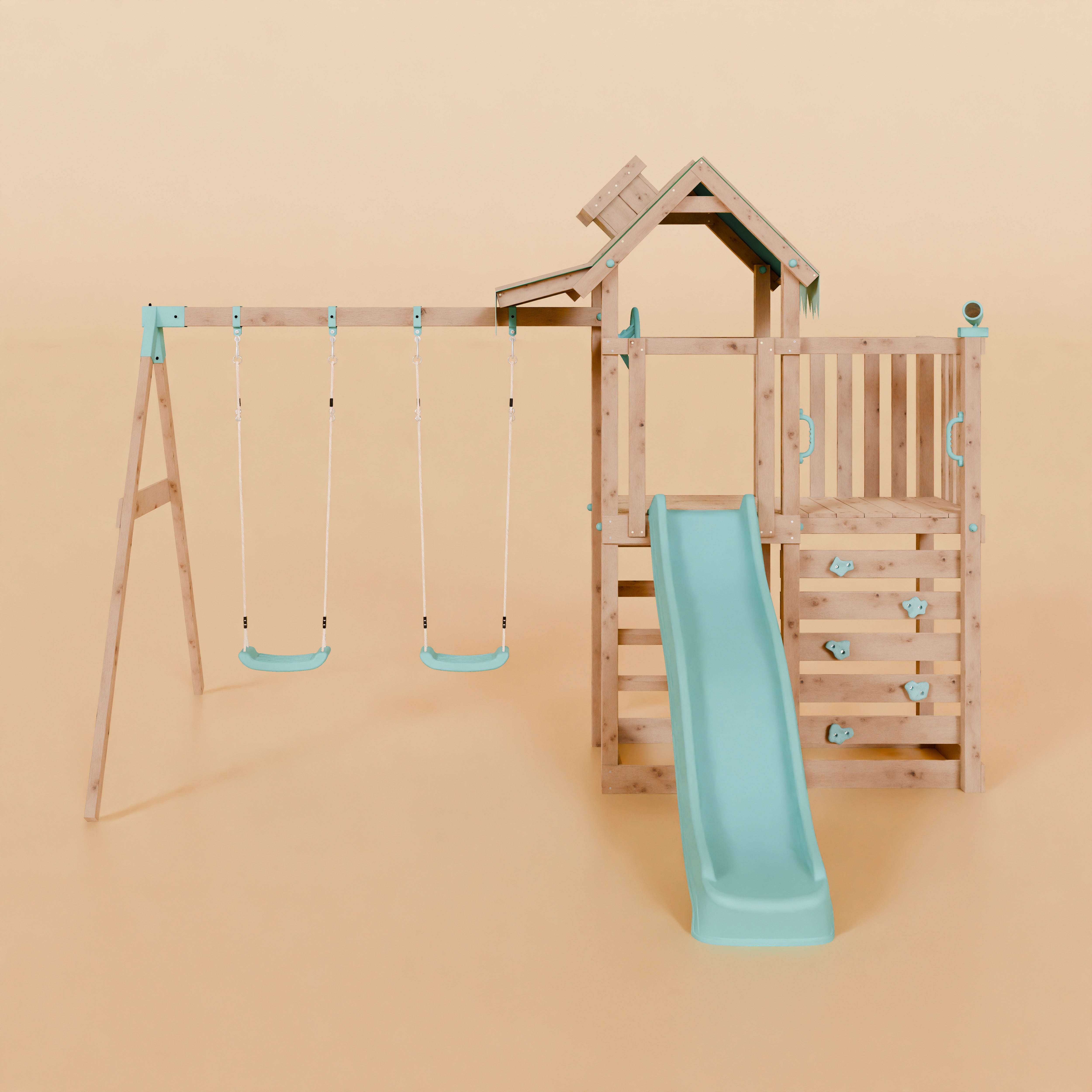 Extended Climbing Frame With Double Swing - Squirrel’s Nest III