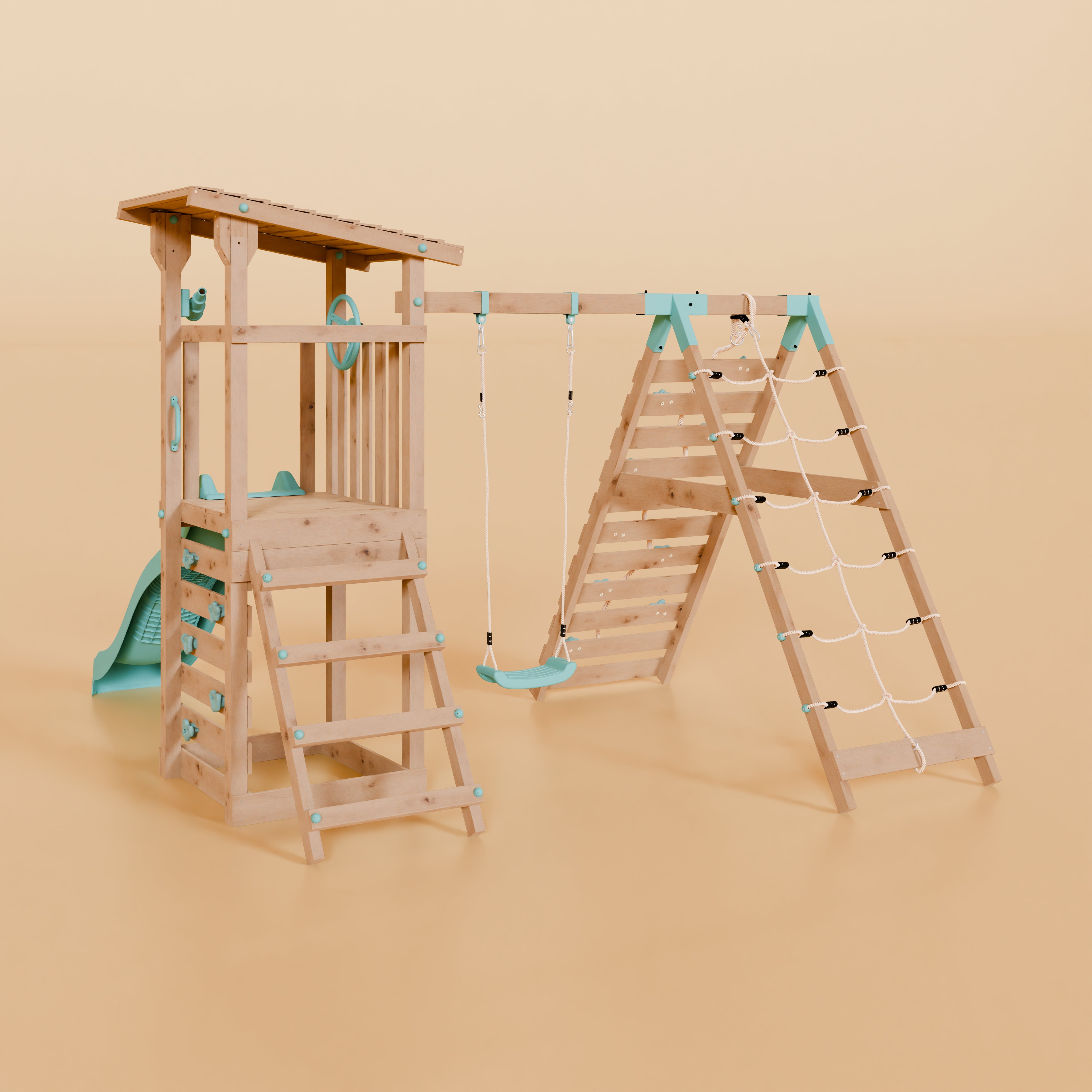 Climbing Frame With Single Swing & Climbing Wall - Willow Way V