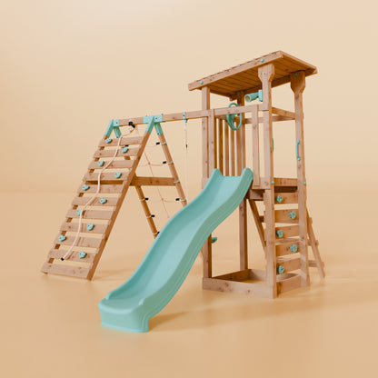 Climbing Frame With Single Swing & Climbing Wall - Willow Way V