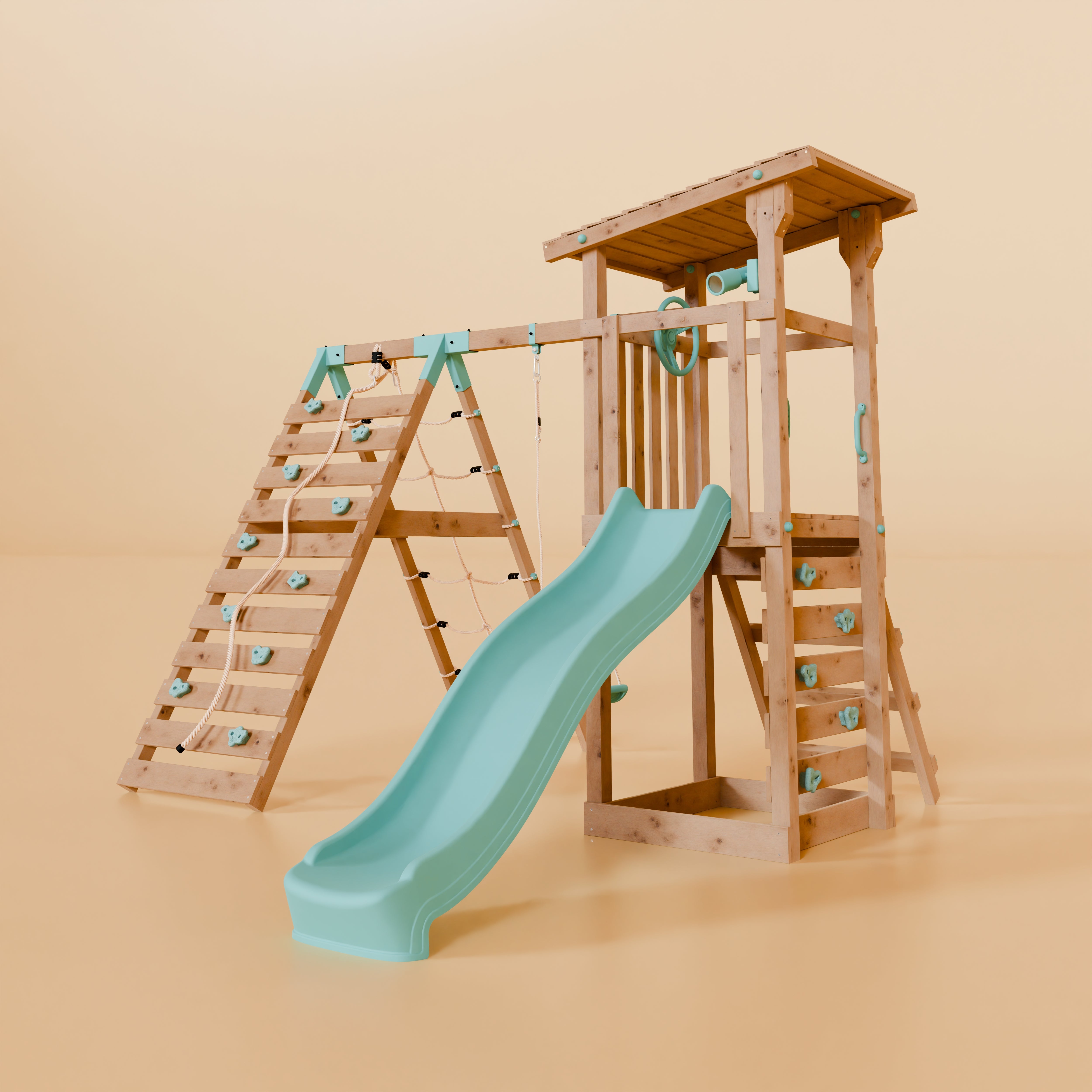 Climbing Frame With Single Swing & Climbing Wall - Willow Way V