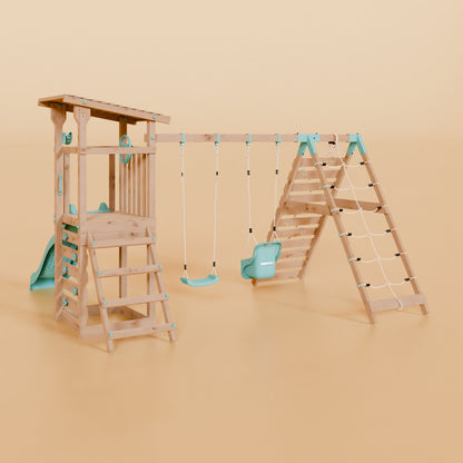 Climbing Frame With Double Swing & Climbing Wall - Willow Way VIII
