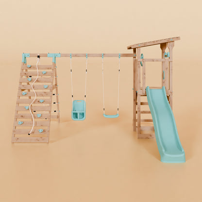 Climbing Frame With Double Swing & Climbing Wall - Willow Way VIII