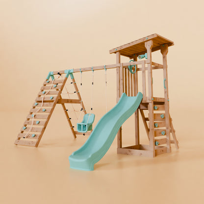Climbing Frame With Double Swing & Climbing Wall - Willow Way VIII