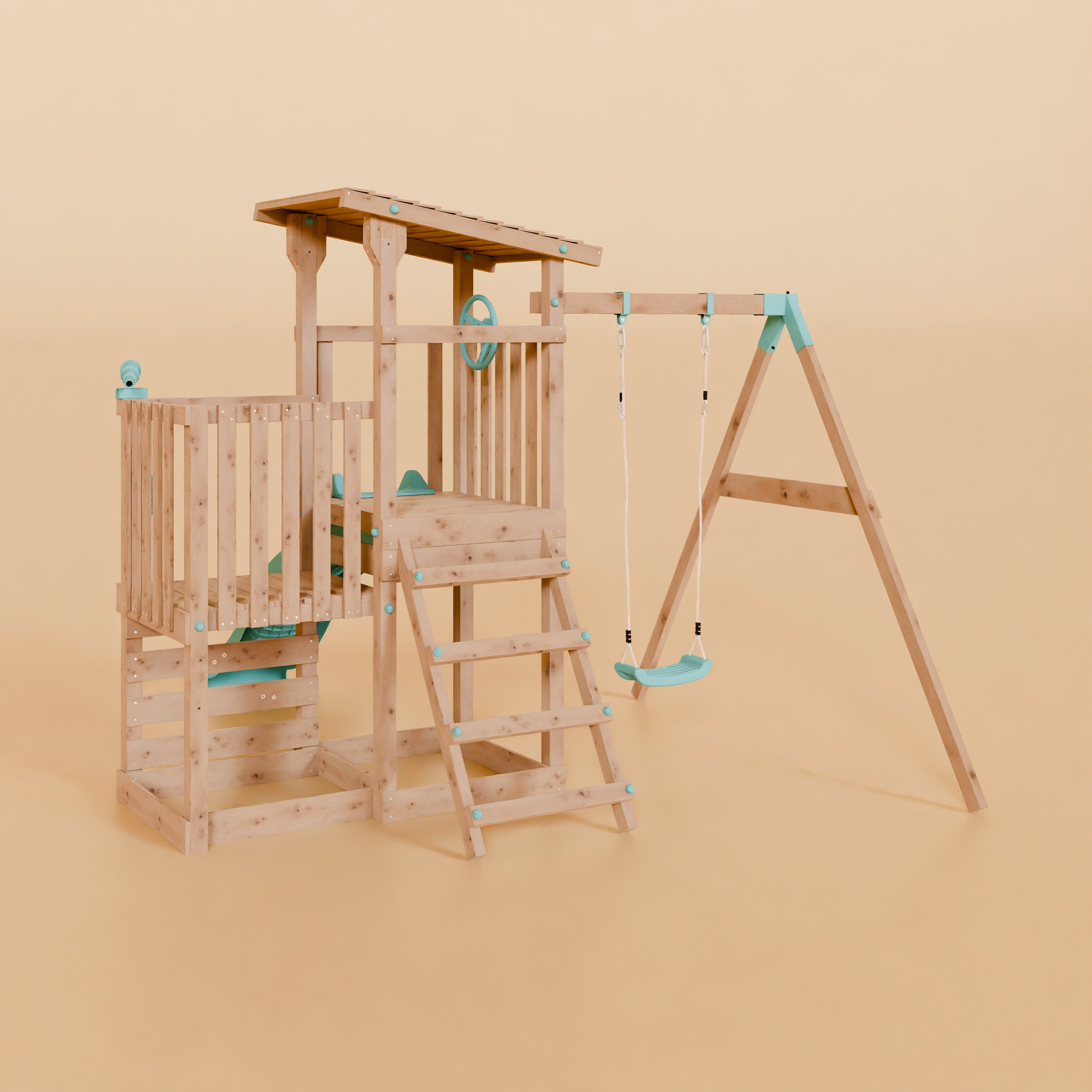 Climbing Frame With Step Up & Single Swing - Acorn Valley I