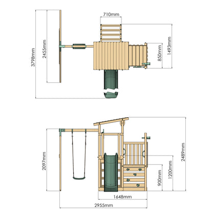 Climbing Frame With Step Up & Single Swing - Acorn Valley I