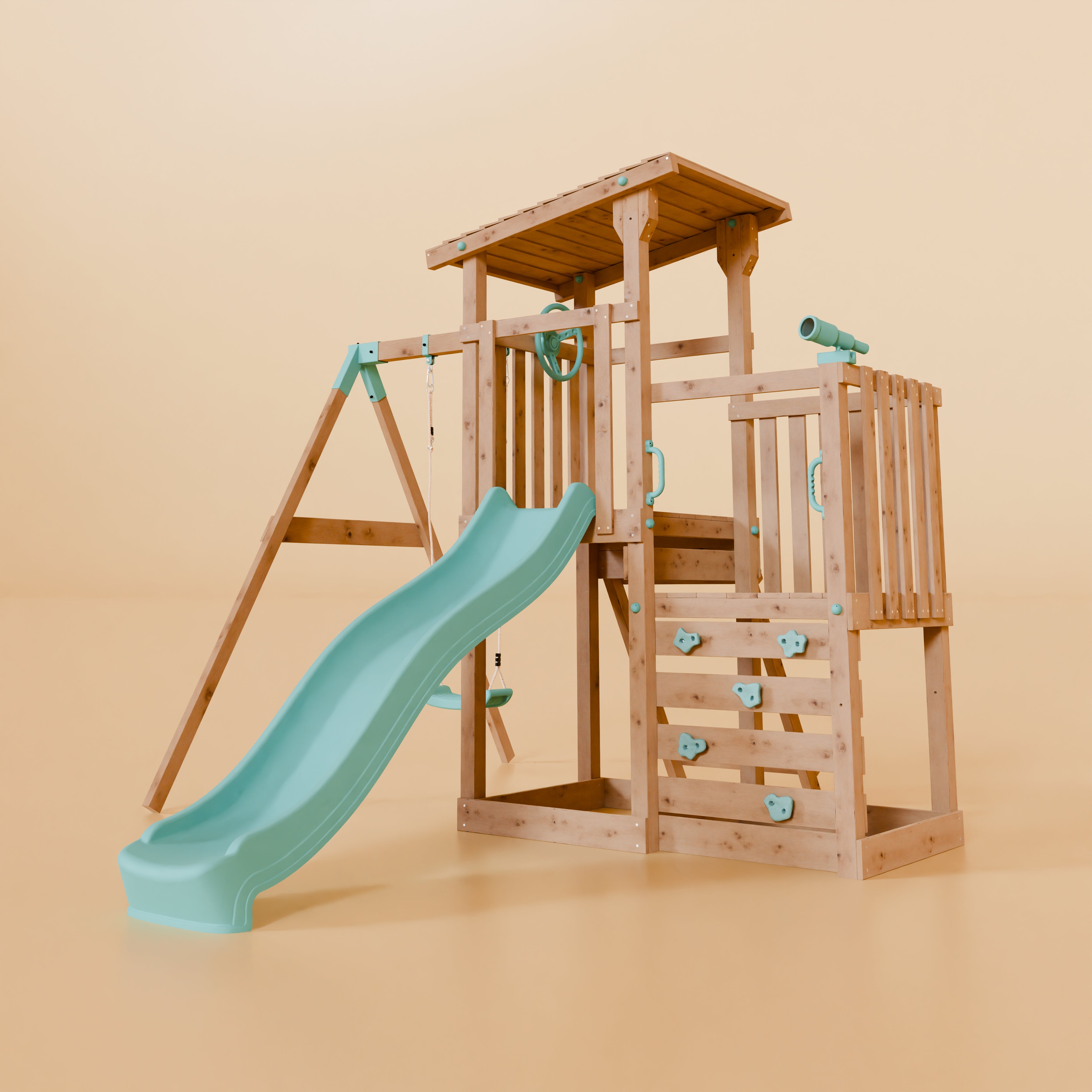 Climbing Frame With Step Up & Single Swing - Acorn Valley I