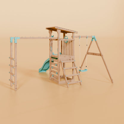 Climbing Frame With Single Swing & Monkey Bars - Woodland Quest I