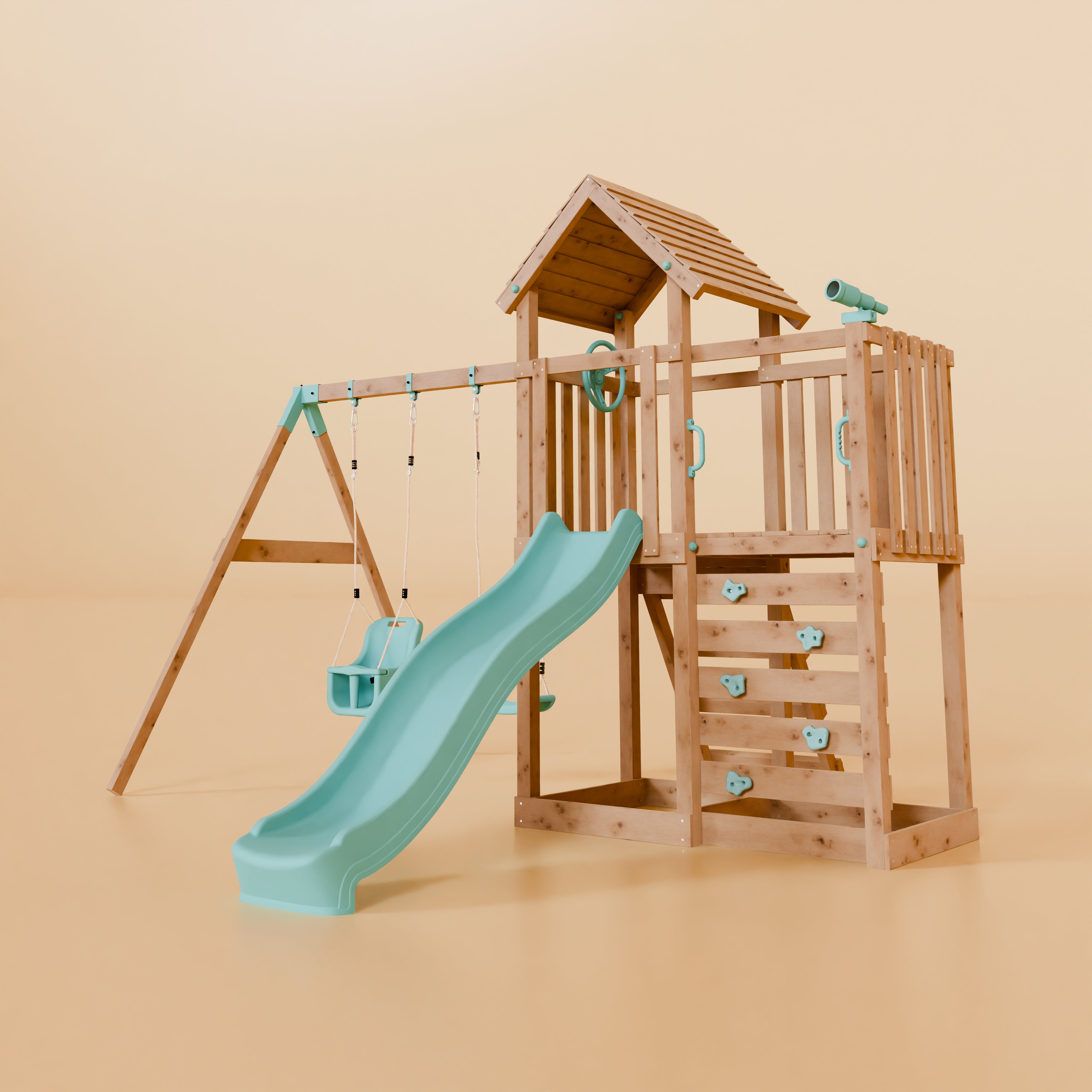 Climbing Frame With Extension & Double Swing - Thristlethorne Trail IV