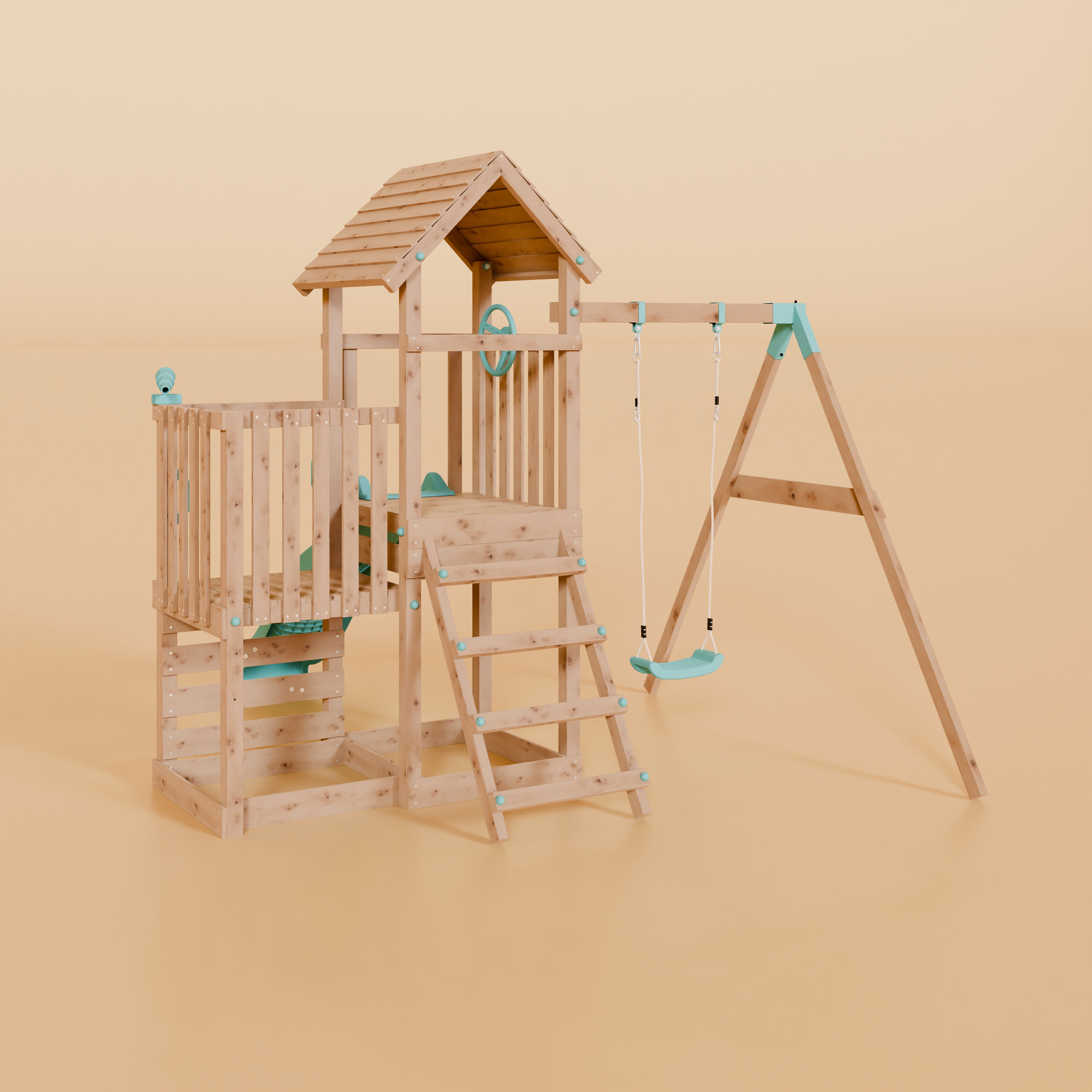 Climbing Frame With Step Up & Single Swing - Shadowfern Glade I