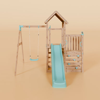 Climbing Frame With Step Up & Single Swing - Shadowfern Glade I