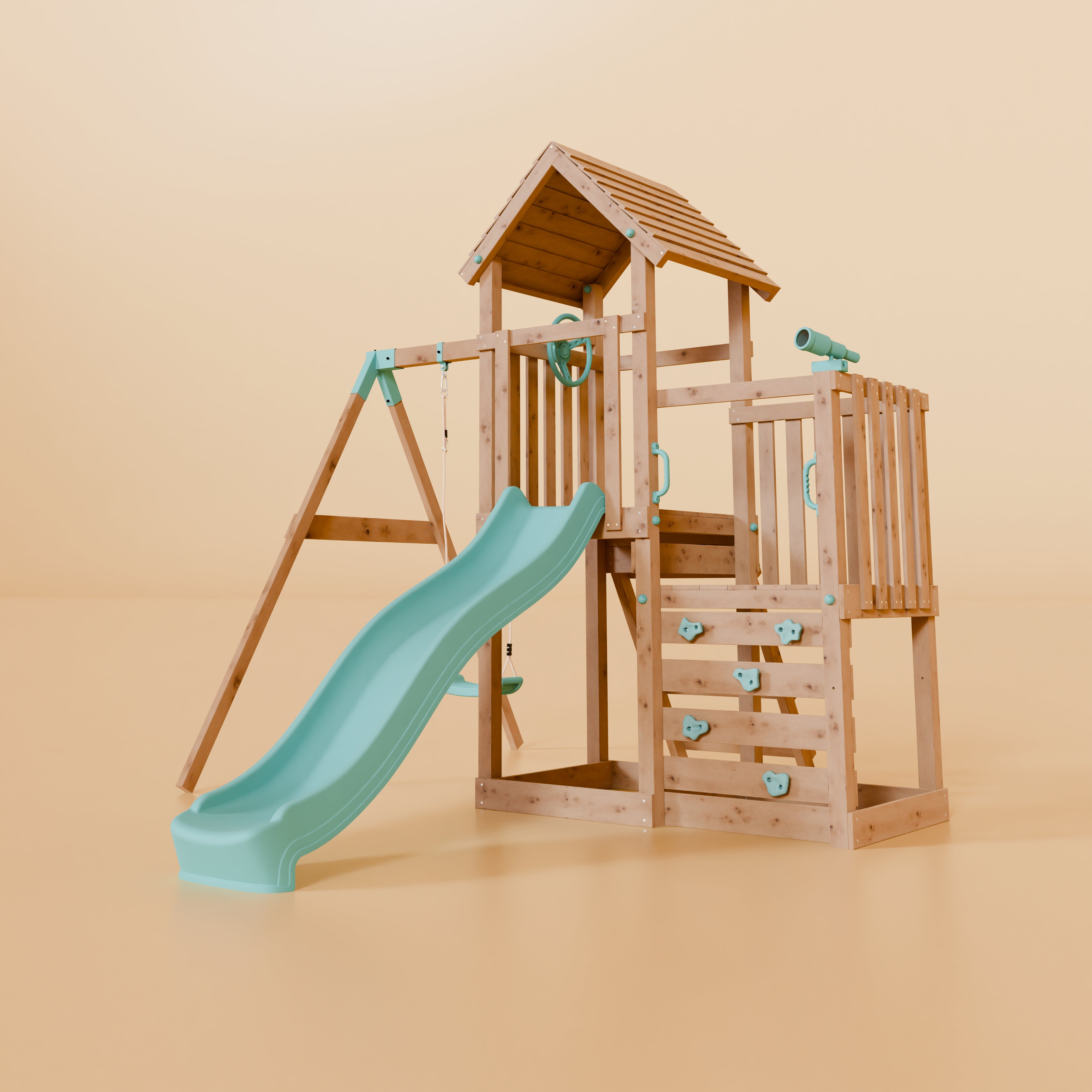 Climbing Frame With Step Up & Single Swing - Shadowfern Glade I