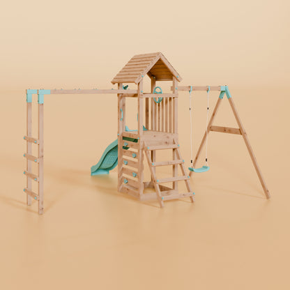 Climbing Frame With Single Swing & Monkey Bars - Bearpaw Timber I