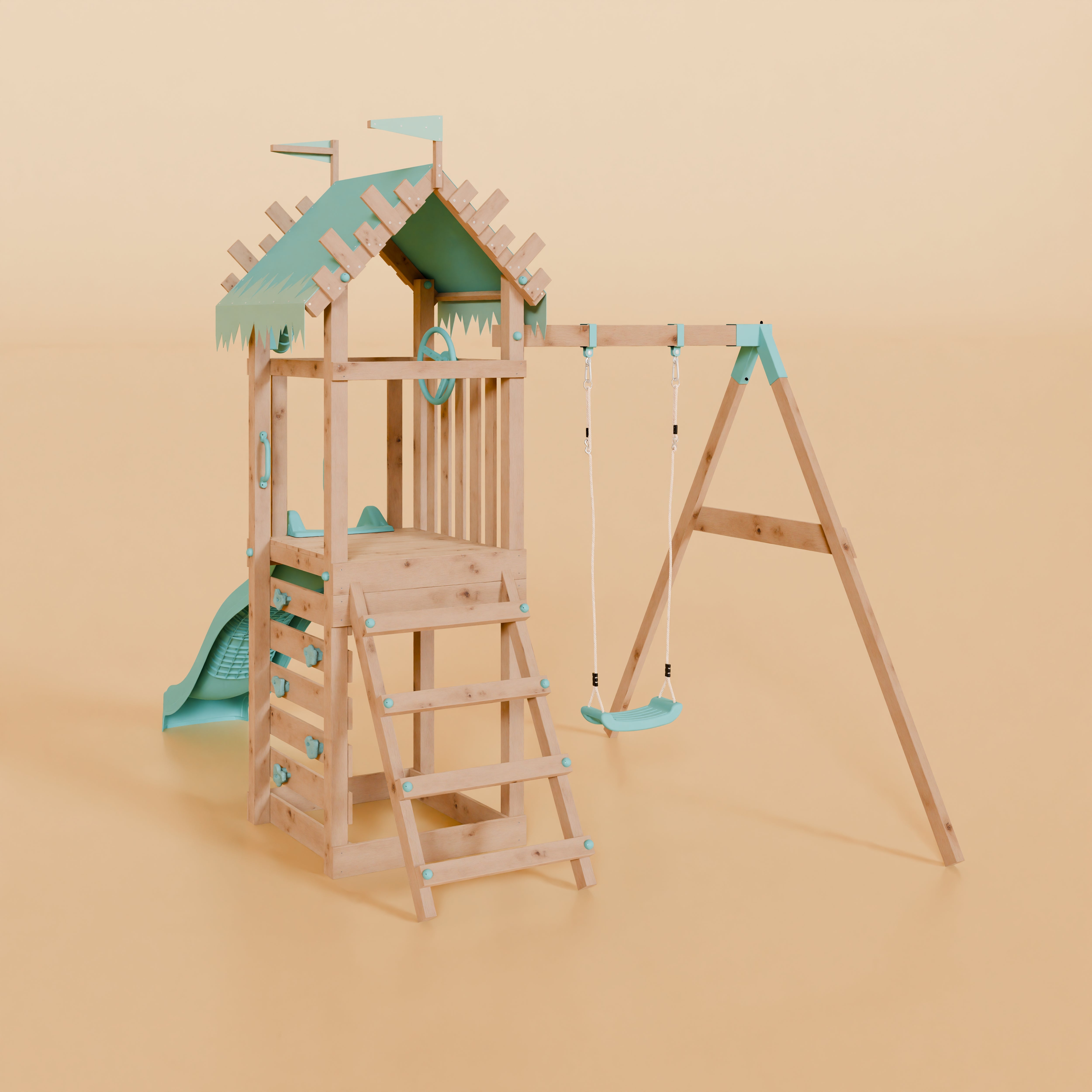 Climbing Frame With Single Swing - Enchanted Grove I