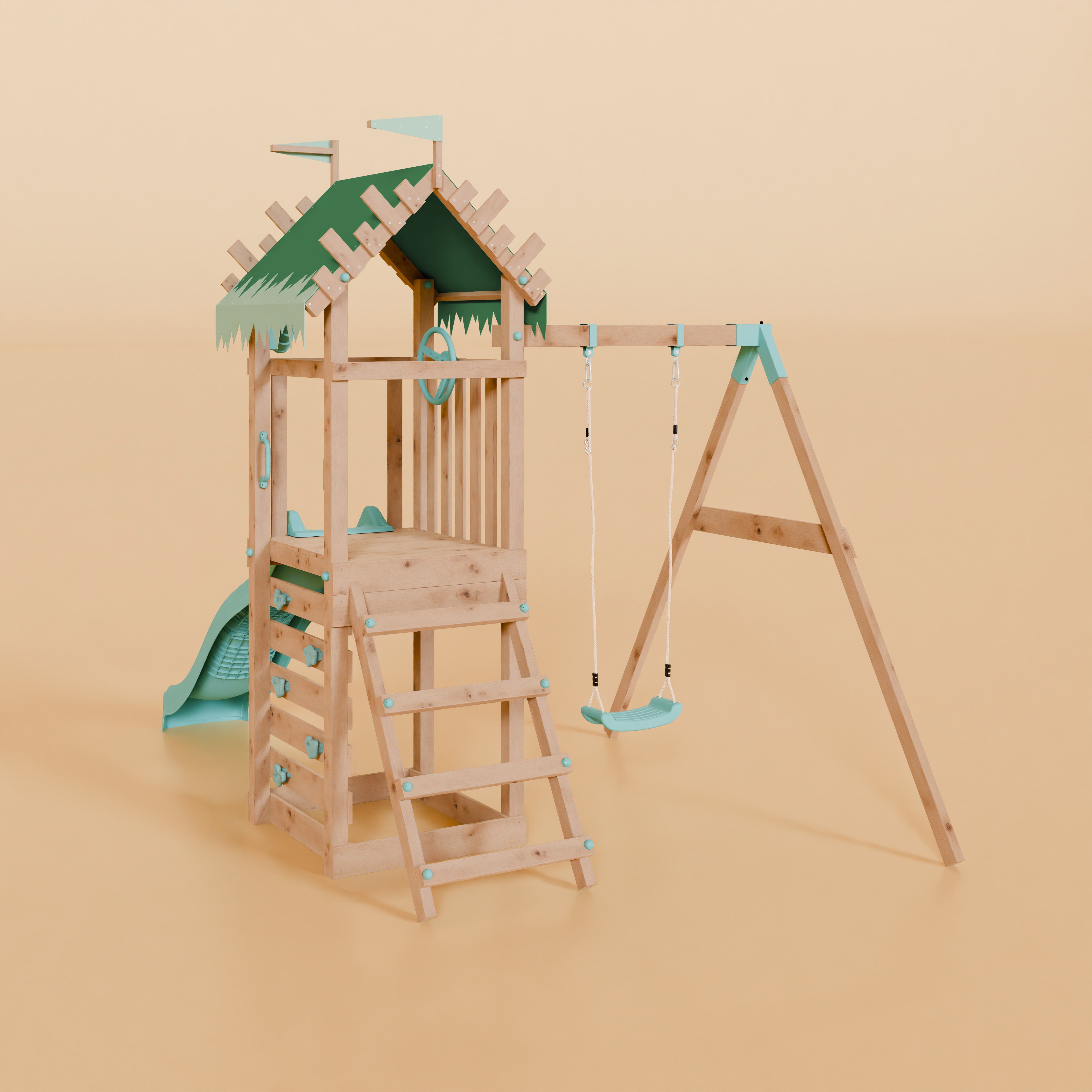 Climbing Frame With Single Swing - Enchanted Grove I