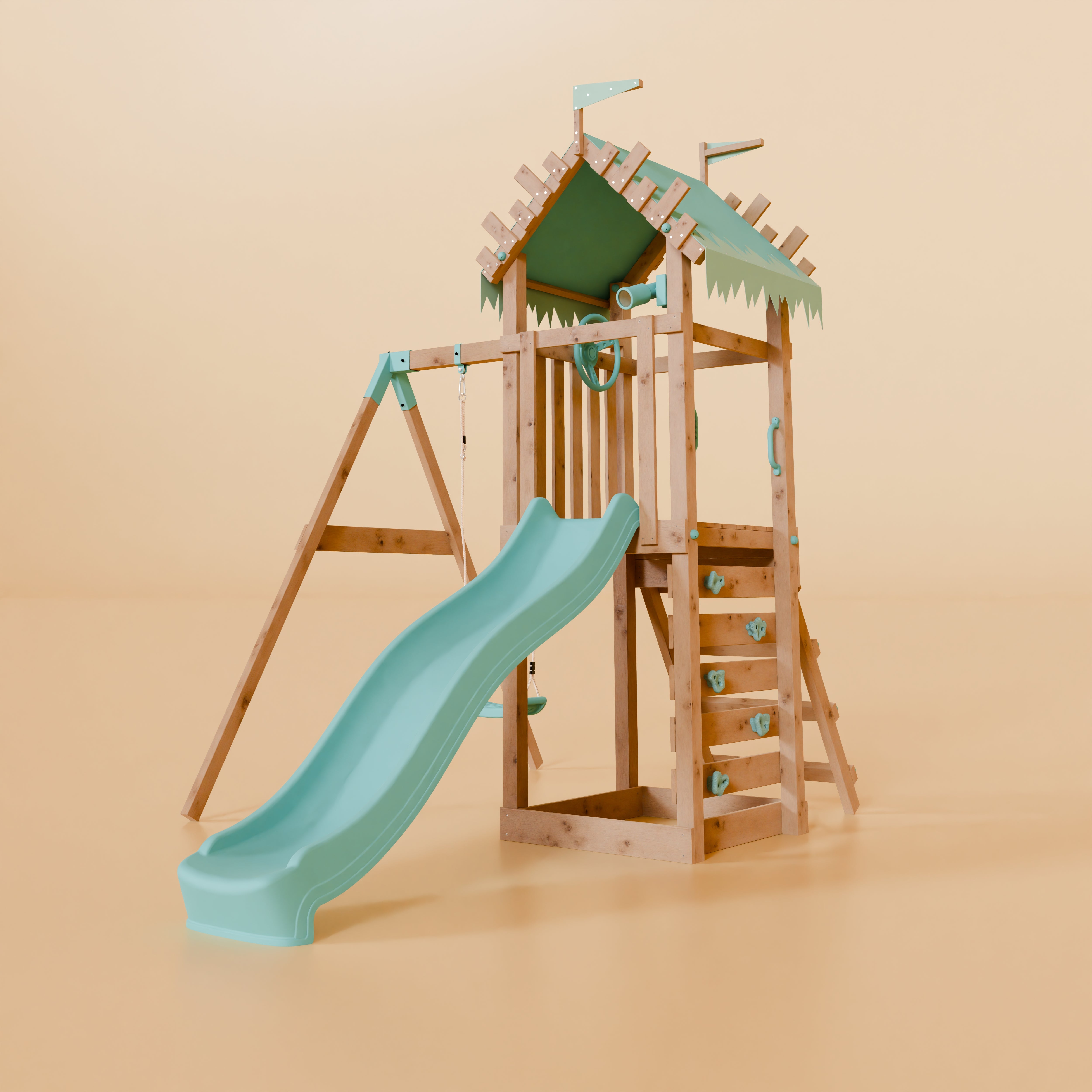 Climbing Frame With Single Swing - Enchanted Grove I
