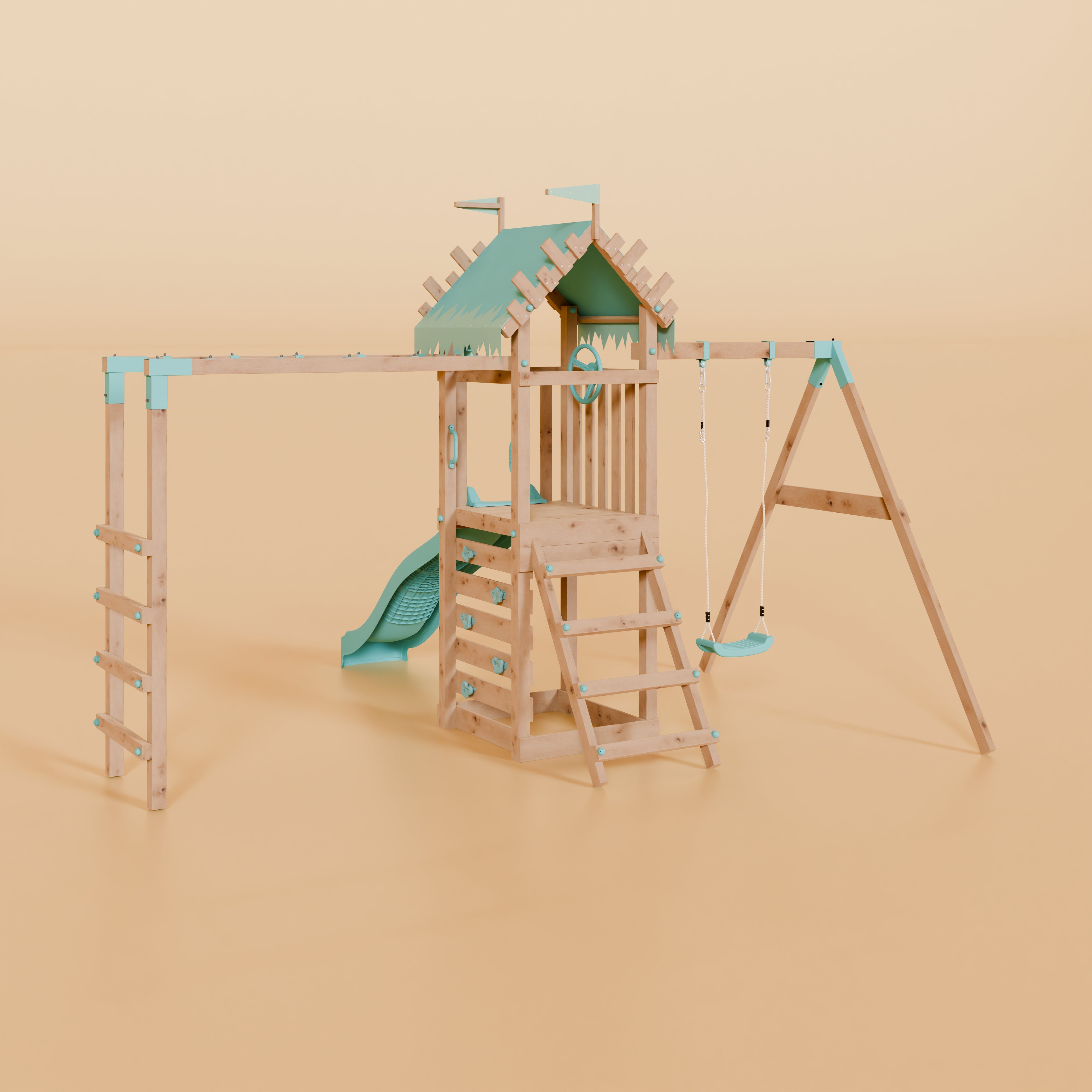 Climbing Frame With Single Swing & Monkey Bars - Ravenridge Grove I