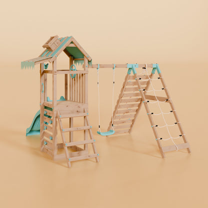 Climbing Frame With Single Swing & Climbing Wall - Elder Forest V