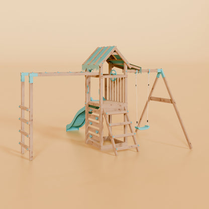Climbing Frame With Single Swing & Monkey Bars - Faebrook Glade I