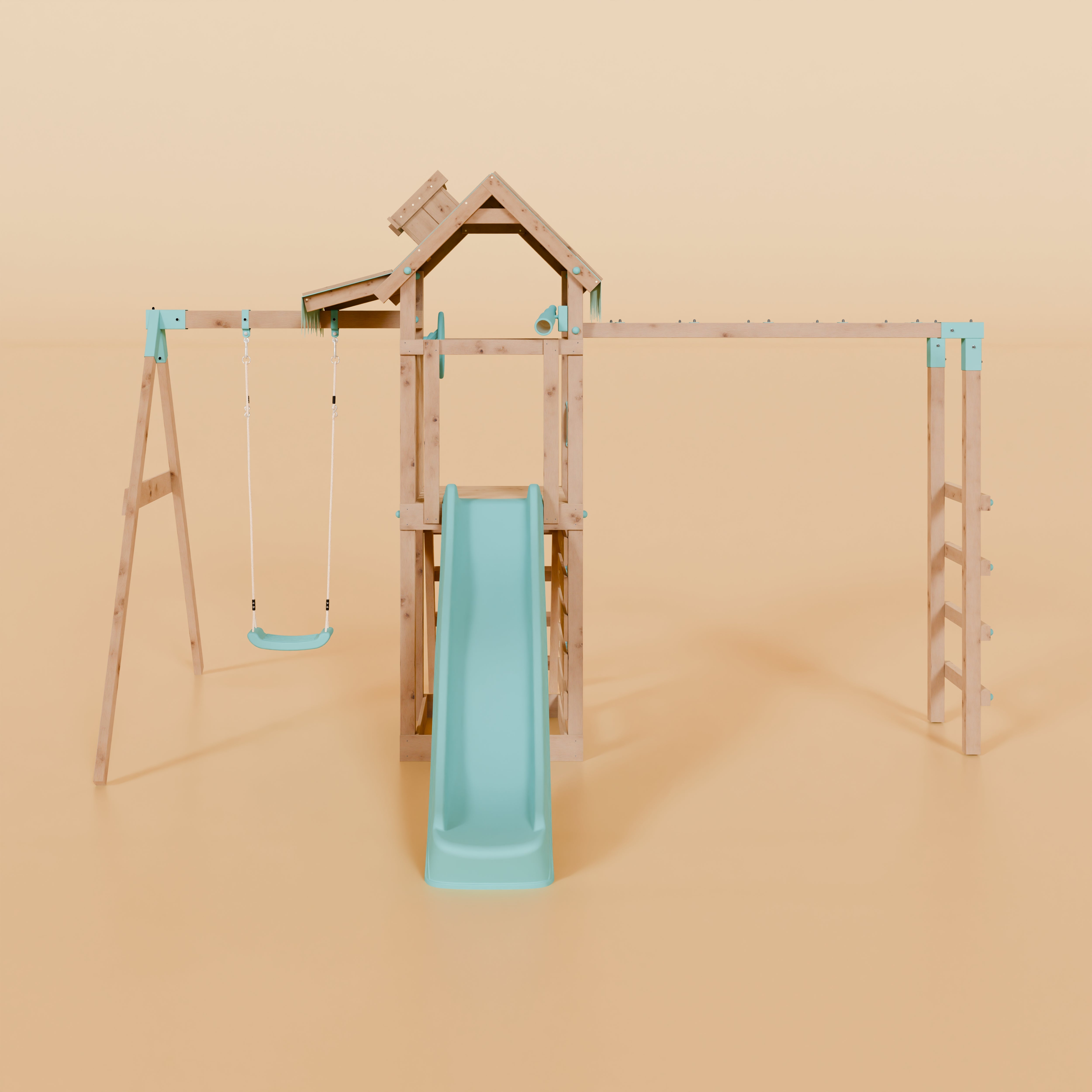 Climbing Frame With Single Swing & Monkey Bars - Faebrook Glade I