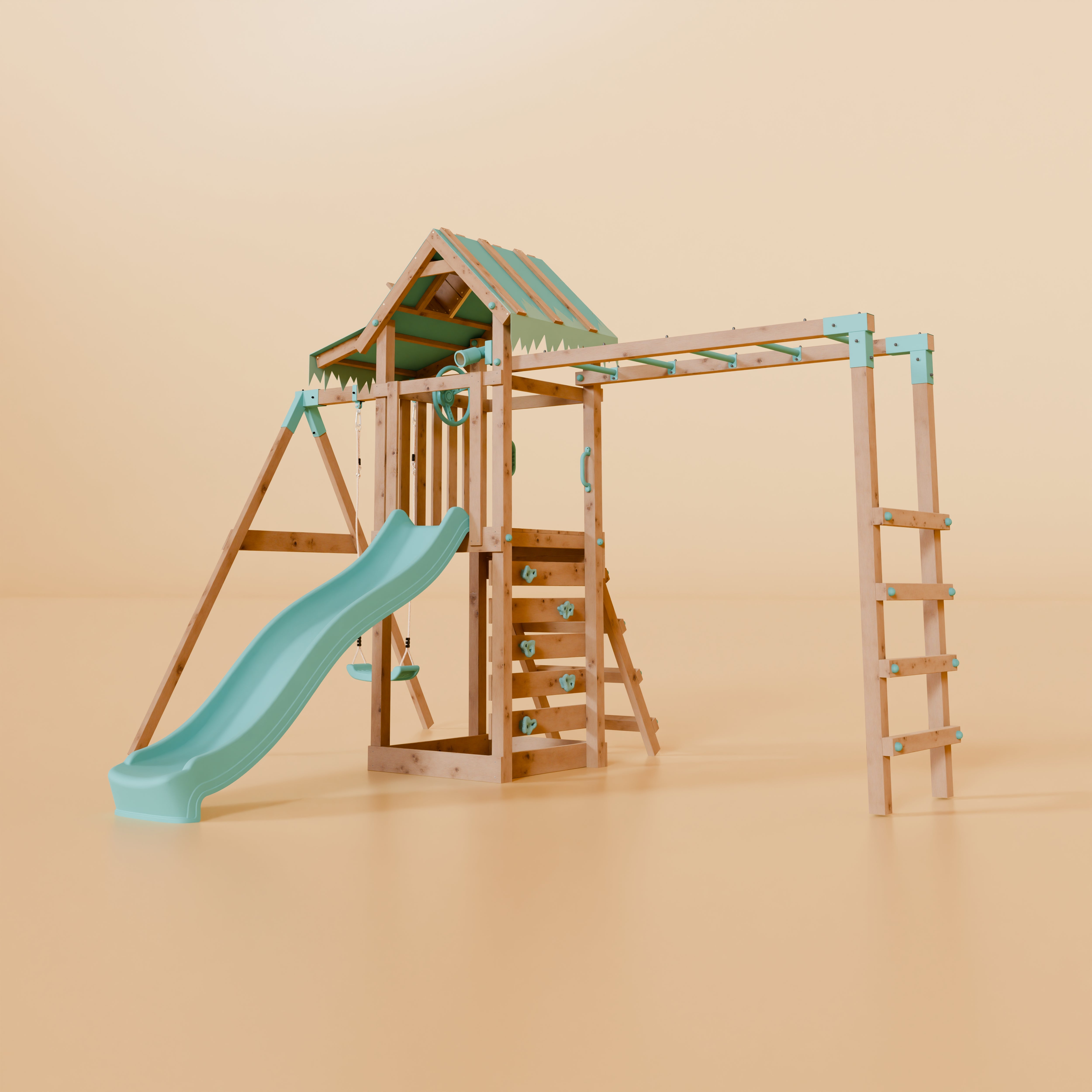 Climbing Frame With Single Swing & Monkey Bars - Faebrook Glade I