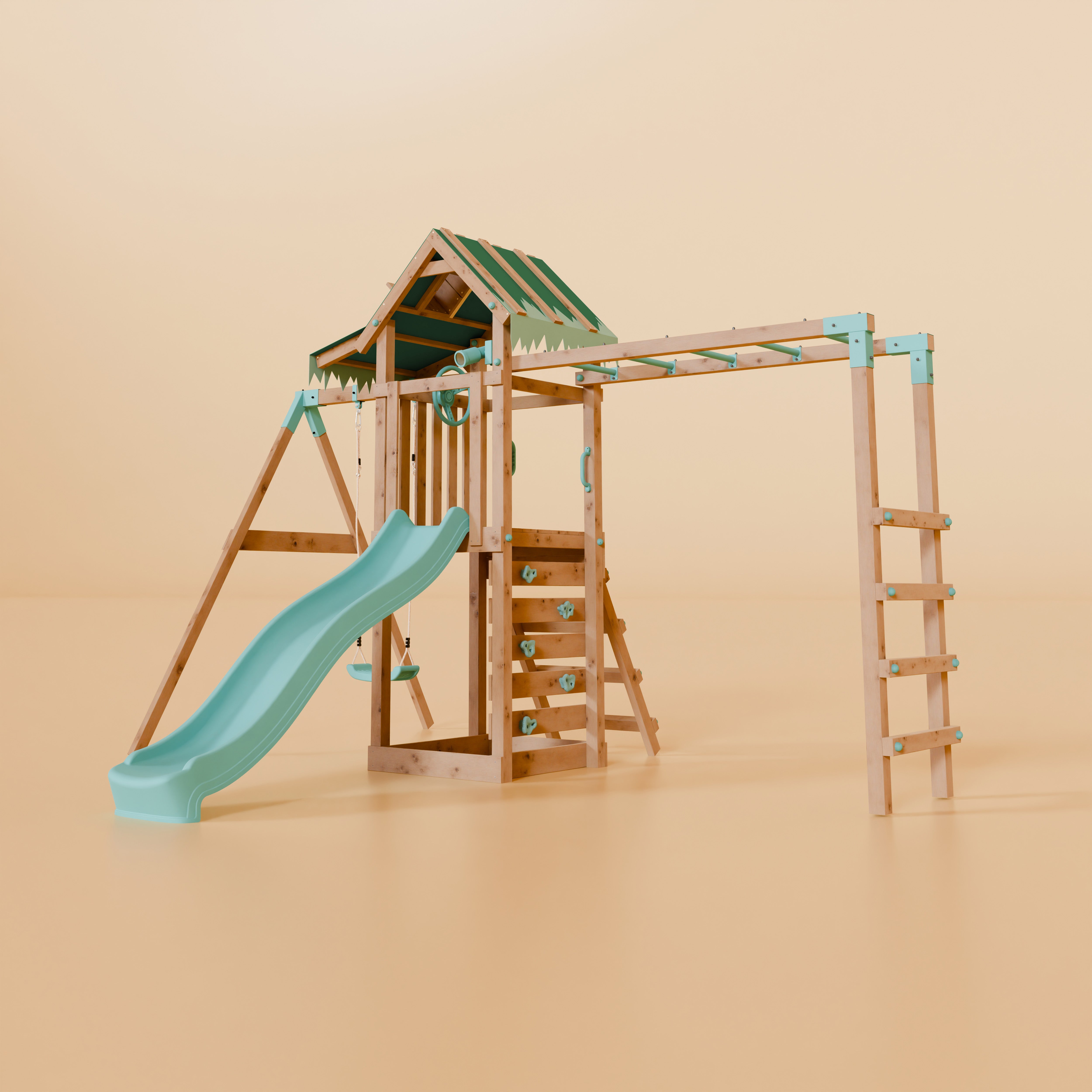 Climbing Frame With Single Swing & Monkey Bars - Faebrook Glade I