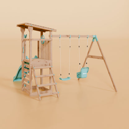 Climbing Frame, Slope Roof, Double Swing