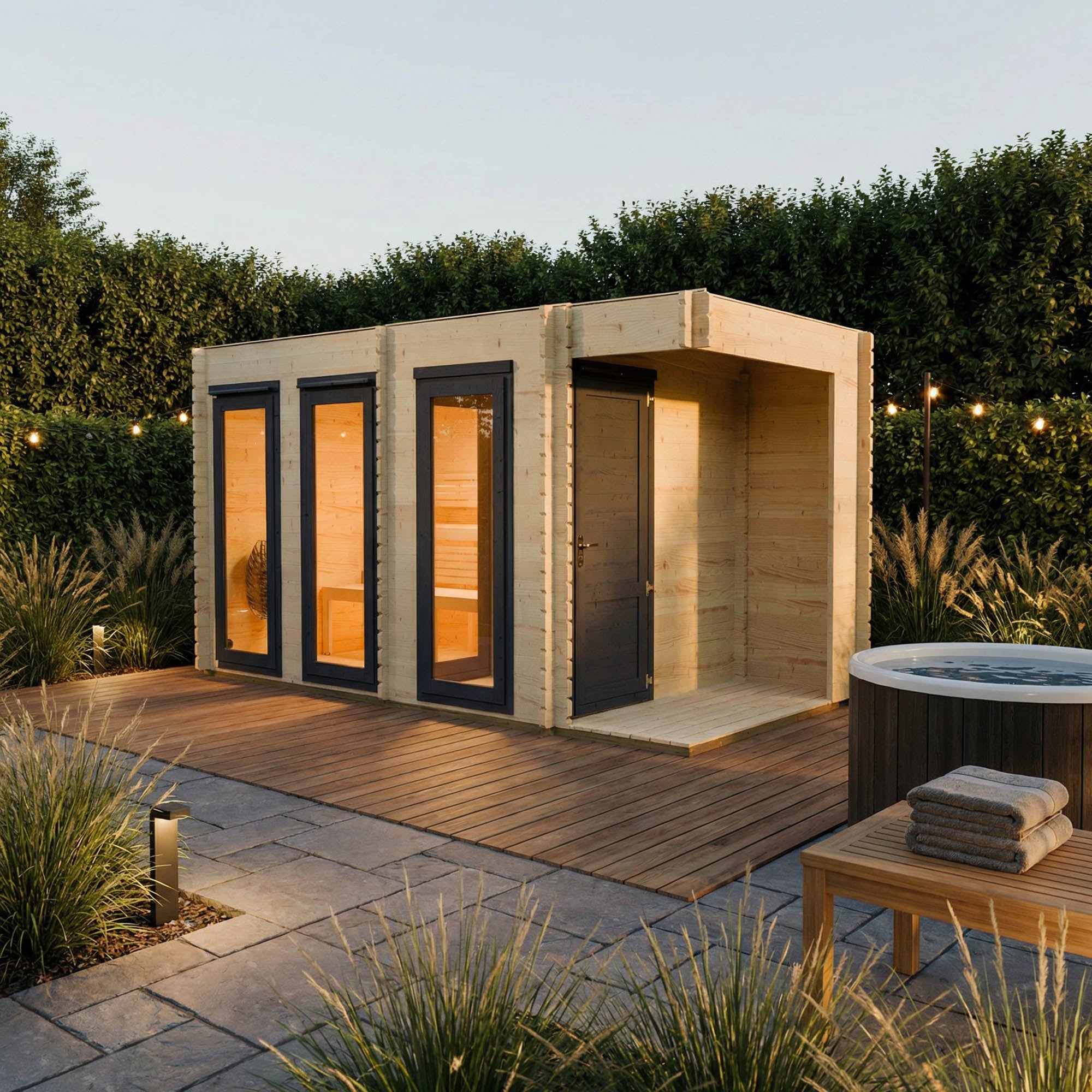 Novi Outdoor Sauna With Changing Room and Small Veranda