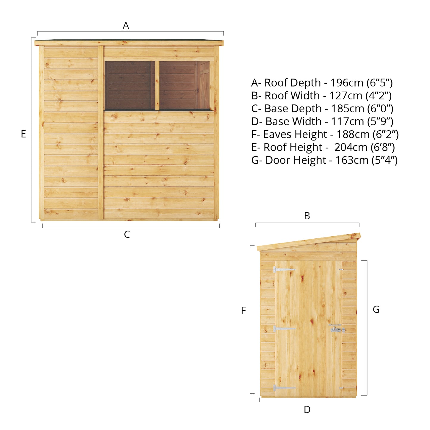 6 x 4 Ready Painted Woodsman Shiplap Pent Wooden Shed