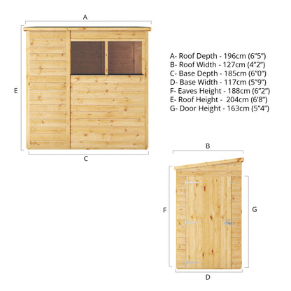 6 x 4 Ready Painted Woodsman Shiplap Pent Wooden Shed
