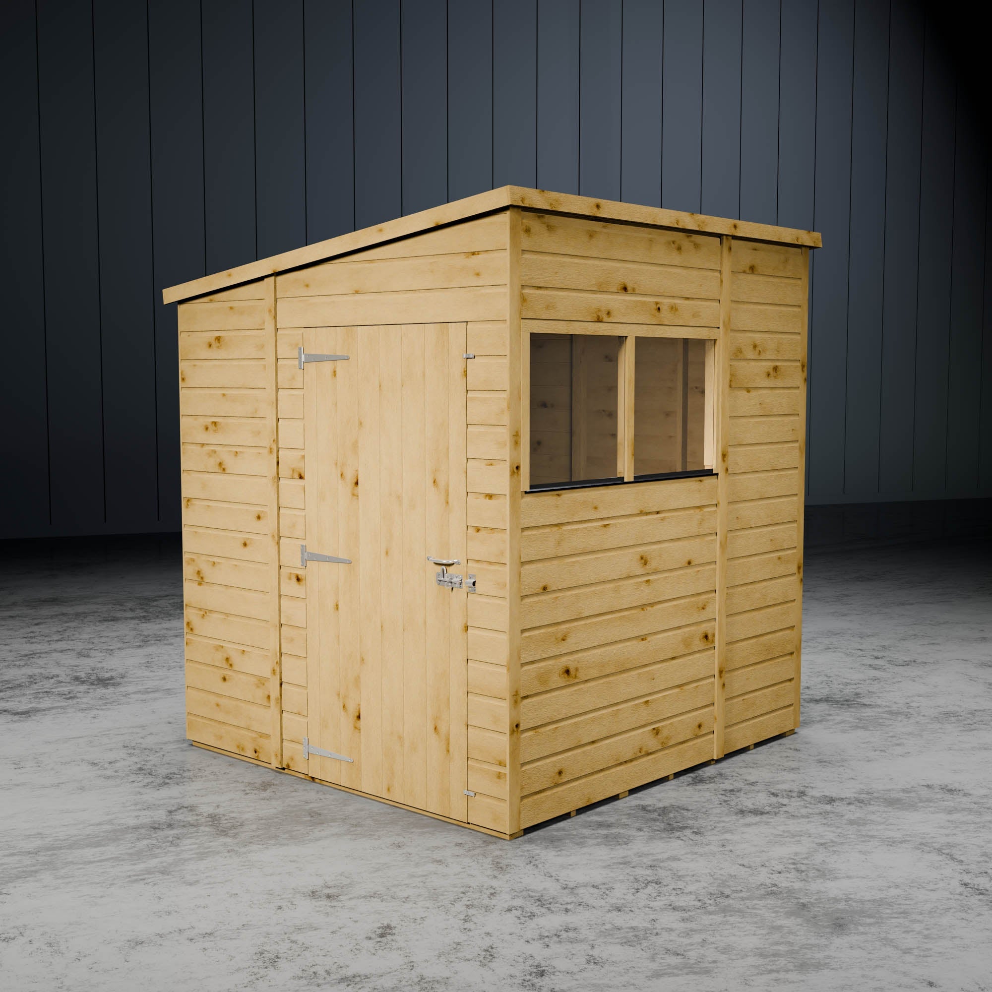 Wooden pent windowed shed