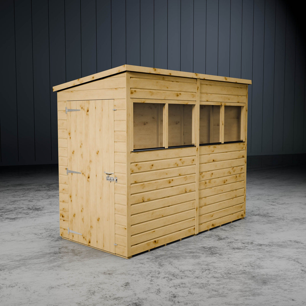Wooden pent windowed shed