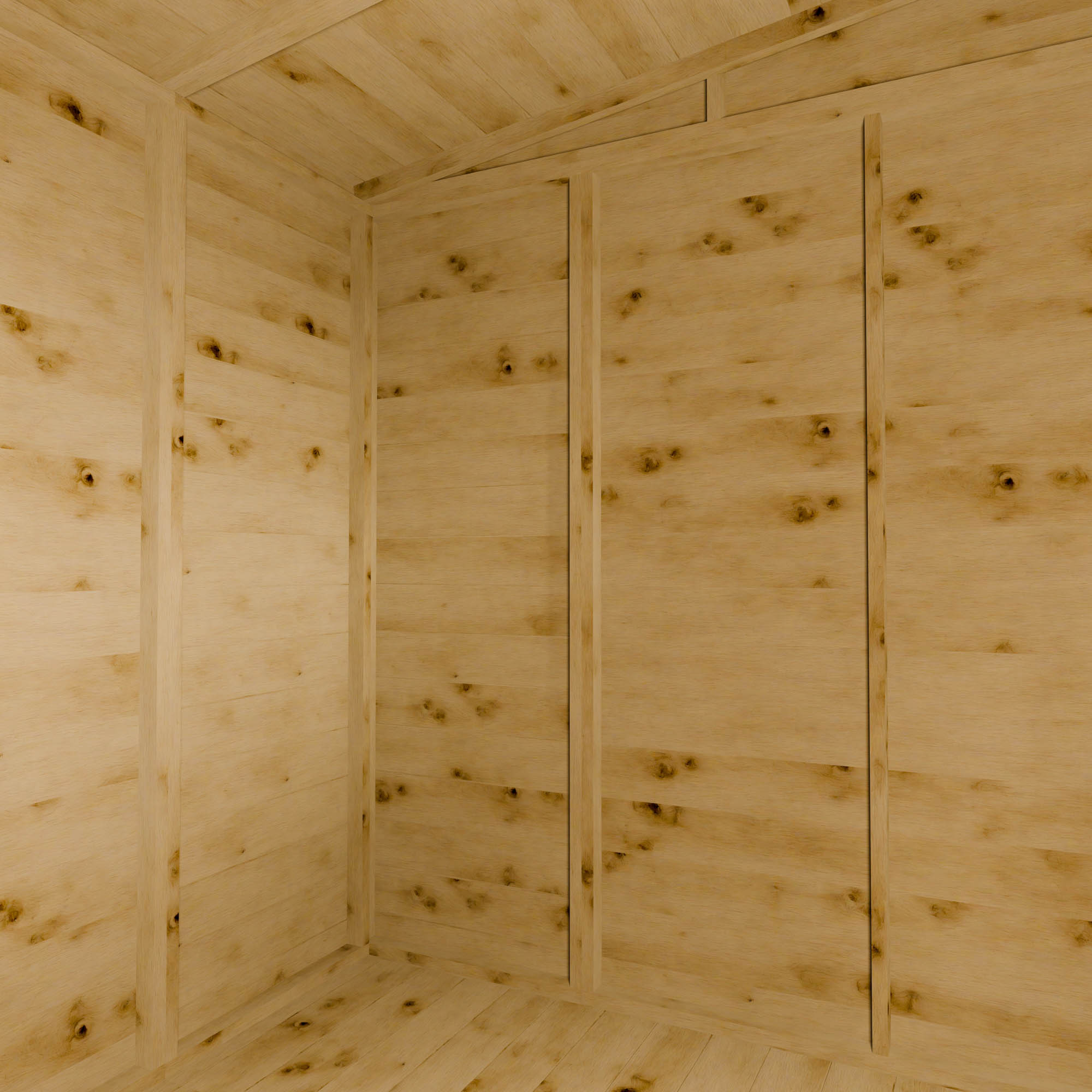 Wooden shed interior.