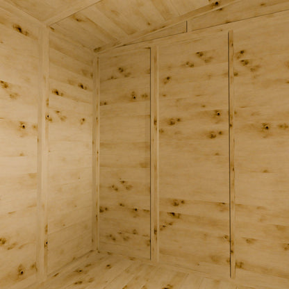 Wooden shed interior.