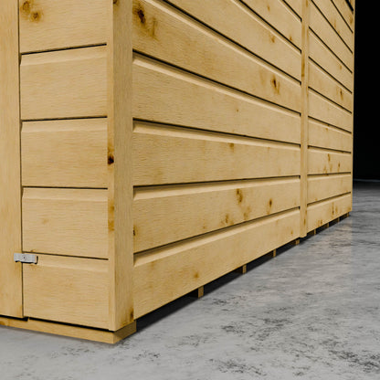 Shiplap cladding of a wooden shed.